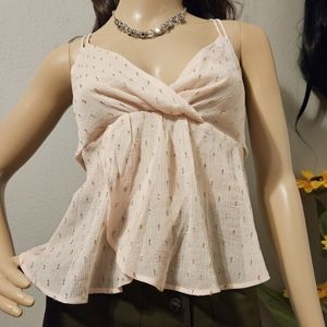 Express pink Cami top with twist front and sparkle accents size S